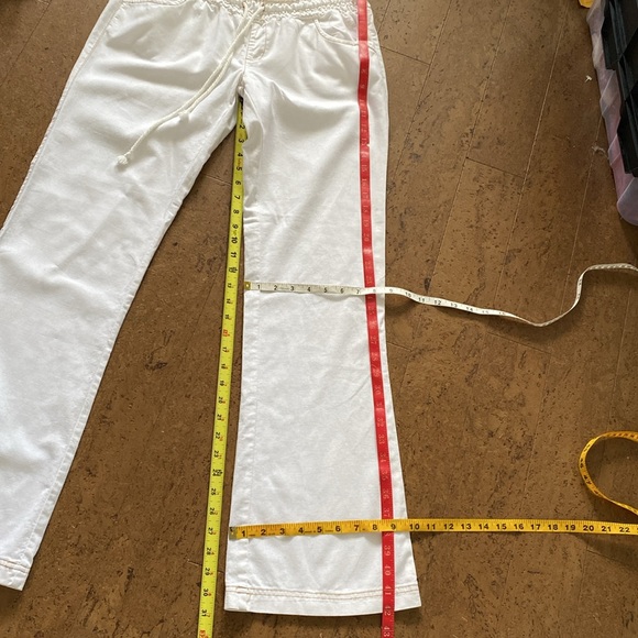 Vtg 90’s Foxy jeans wide legs, pull up, drawstring! Linen /cotton blend! Size S - Picture 9 of 12